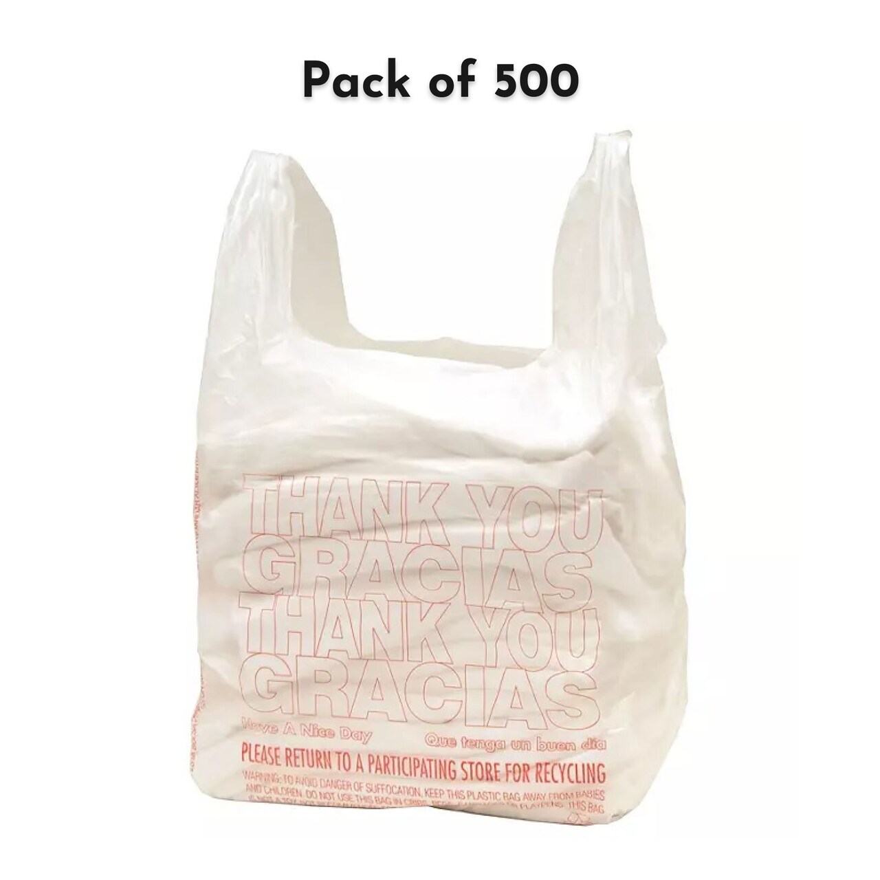 Premium Plastic Bags Small T-Shirt Carry-Out Bags, 7" x 5" x 15" | T-shirt carry-out bags